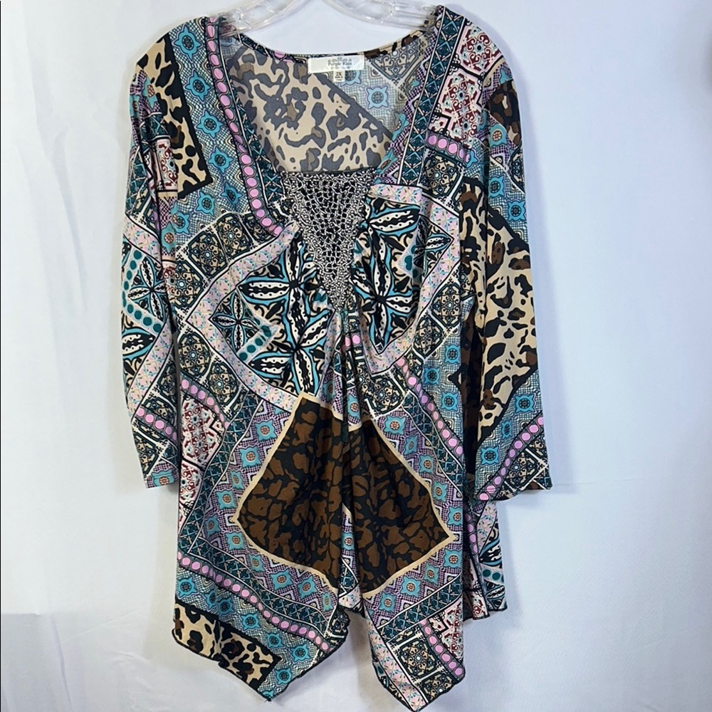 Purple Rain Blue Asymmetrical Tunic Size 2x New